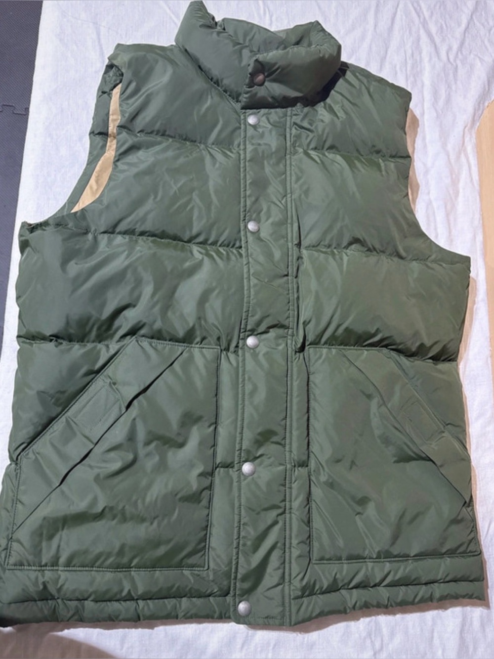 Lands End Men's Olive Green Quilted Puffer Vest - Lightweight Winter Layer M